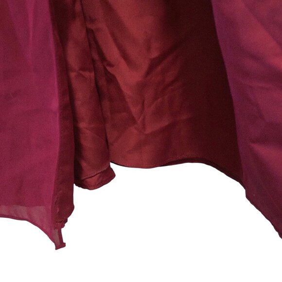 Revelry Solid Red Wine Ruffle V-neck Criss-cross Back Side Slit Formal Dress 0 - Picture 7 of 8